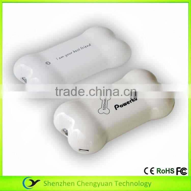 Wholesale Full Capacity Lovely Power Bank 5200mAh portable phone charger With LED