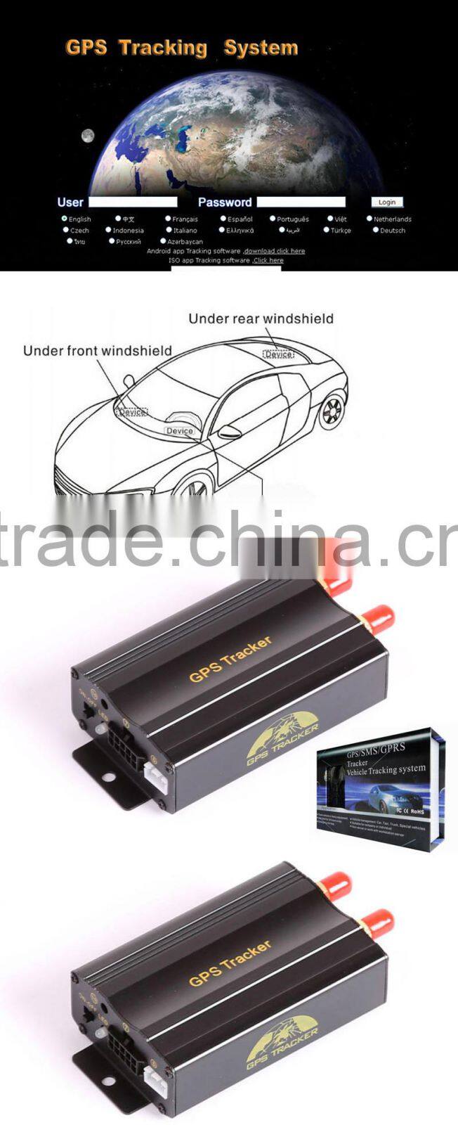 Hot Realtime Auto Vehicle Car GPS Tracker No Sim Card TK103 GPS Device SOS Alarm LBS
