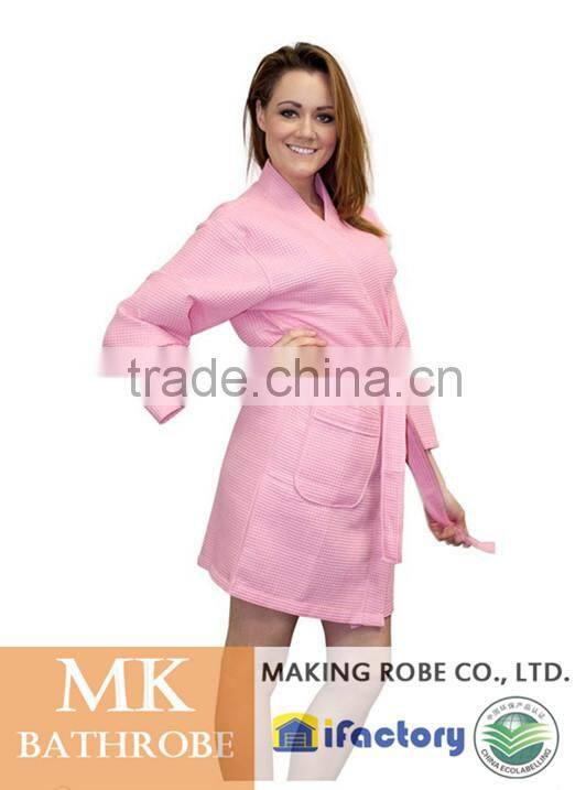 hot selling summer dressing gown, Japanese kimono blue cotton waffle bathrobes