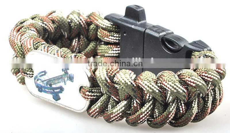 Custom Logo Nautical Paracord Survival Anchor Shackle Bracelet