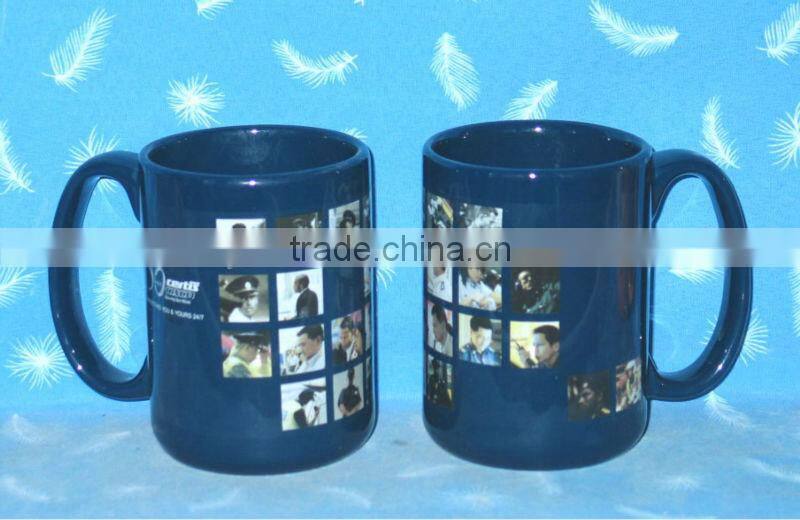 JT-1015 Straight Shape Orange Glazed Ceramic Mug with Decal