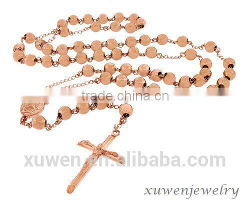 rose gold religious ball chain seal stainless steel cheap cross necklace
