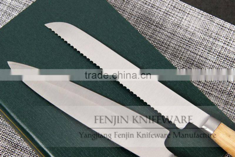 5pcs Bamboo Handle Stainless Steel Kitchen Knife