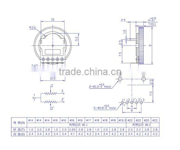 6mm 9mm 10mm thumbwheel potentiometer B50K potentiometer H1001G