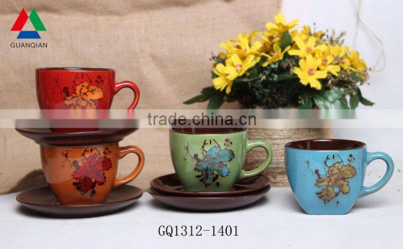 High quality ceramic reaction coffee mug ceramic cup & saucer