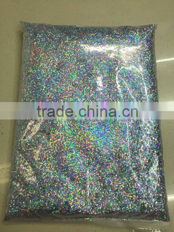 1mm Hologram laser silver color Glitter Powder for christmas decoration