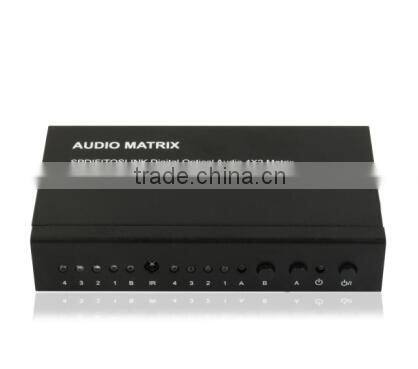 China supplier IR control SPDIF/TOSLINK digital audio mixer digital optical audio 4x2 matrix for micro ribbon cable