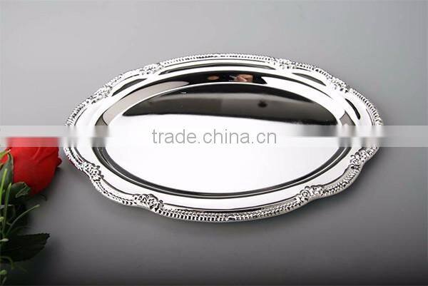 round plate modern design silver platter metal plate Serve up entertaining breakfast collect mails for hotel household