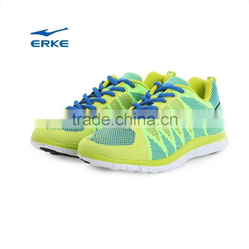 ERKE 2016 full knitted mesh breathable upper mens running sports shoes wiht pink outsole for wholesale brand dropshipping