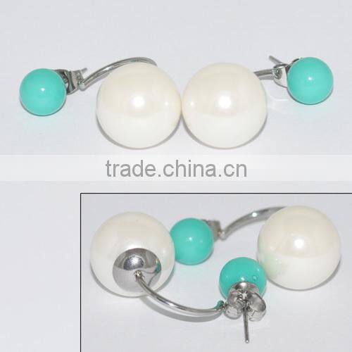 Fashion Stainless Steel Pearl Earring with Diamond Jewellery