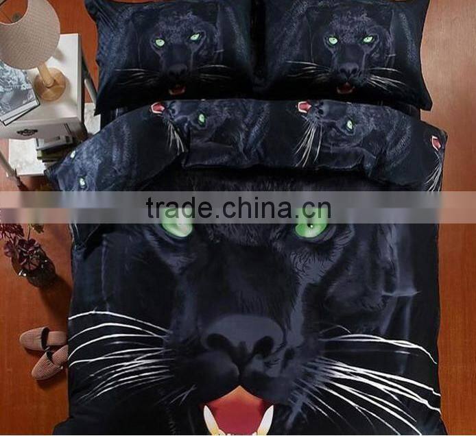 Luxury OEM Animal 3D printed bedding set, queen size 4pc beautiful bed sheet sets