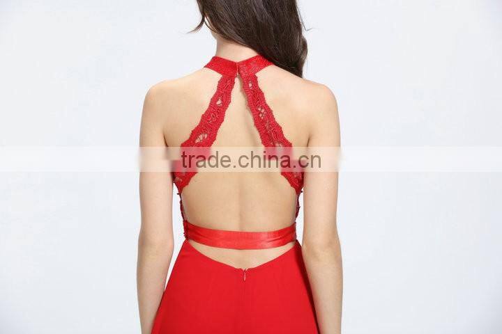 V-1031 hot red chiffon latest designs unique gorgeous prom dress 2016