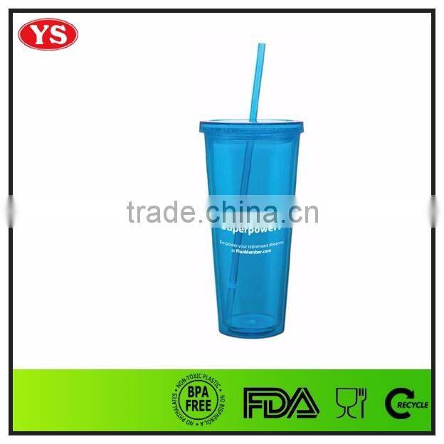 bpa free 24oz double wall personalized plastic tumbler with straw