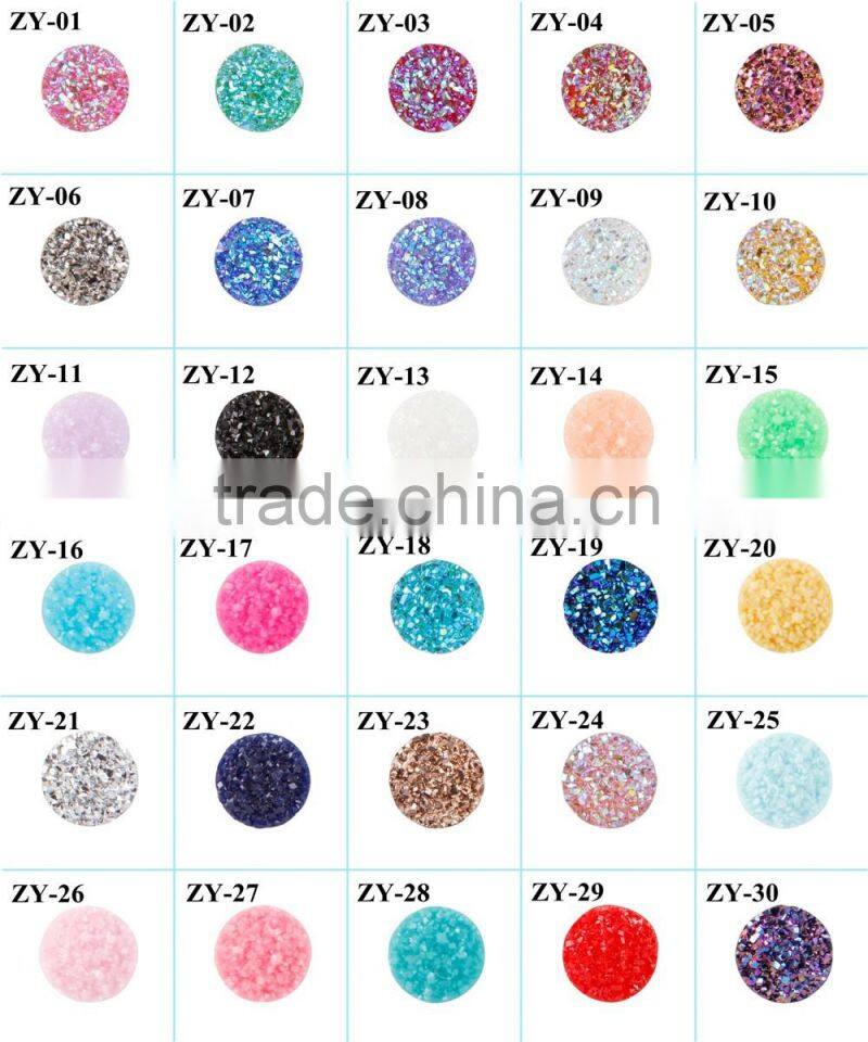 2016 fashion Agate Geode Slice Pendant Big Round 12mm Silver Agate Druzy Tianium Druzy Cabochon