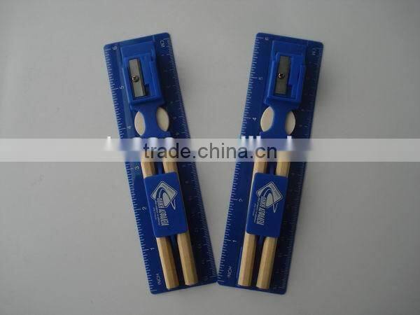 new ideas ruler set/assorted stationery set/pencil with sharpener with ruler