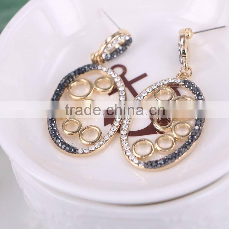 Crysal Paved Boho Style Earring, Latest Earring Design Fashion Gold Plated Earring Studs