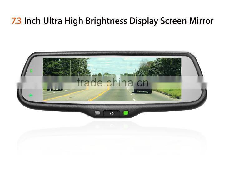 7.3 inch car rear view mirror monitor auto brigtness adjustment and 3 cameras video inpur