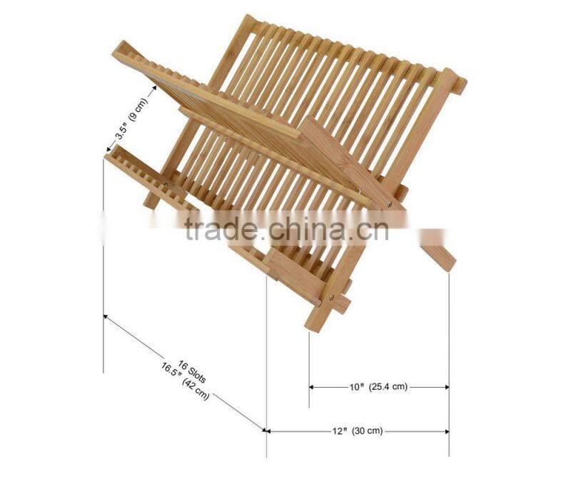 DR001 Bamboo Folding Dish Rack with Flatware Holder Set