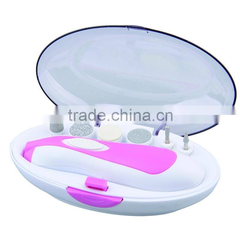 Professional manicure/pedicure set with 6 attachments for buffing/smoothing/contouring/filling