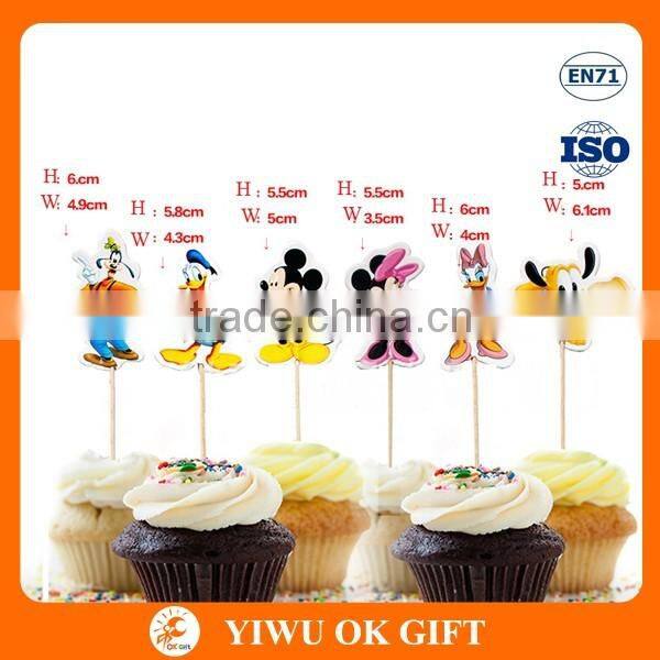 Wholesale Cartoon Mickey Minnie mouse Cupcake Paper Topper Pick Wedding Decoration Girl Kids Birthday Party Decoration