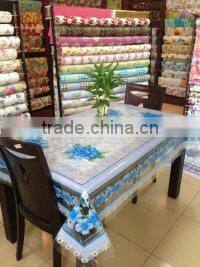 Newest rectangle transparent printed all-in-one vinyl tablecloth piece/roll