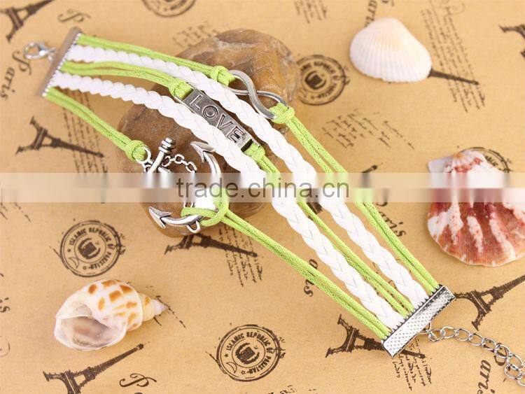 MYLOVE 5 colors in stock love bracelets & bangles braided leather jewelry MLBZ017