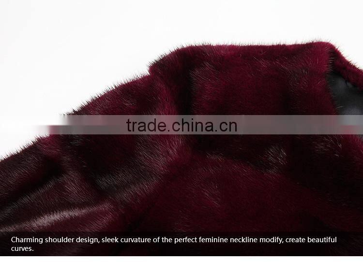 wholesale purple denmark mink fur coat with factory price