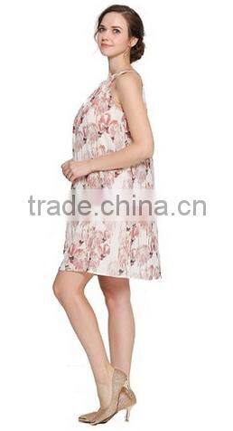 Sleeveless Ladies House Dress Digital Printed House Dress