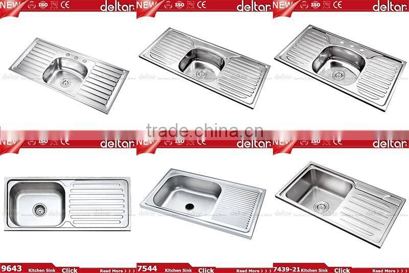S9749 hot sell to ethiopia/sri lanka double bowl with drainer board and dustbin