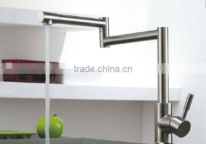 360 degree rotate folding nickle brushed finishing 304 stainless steel kitchen sink faucet mixer taps