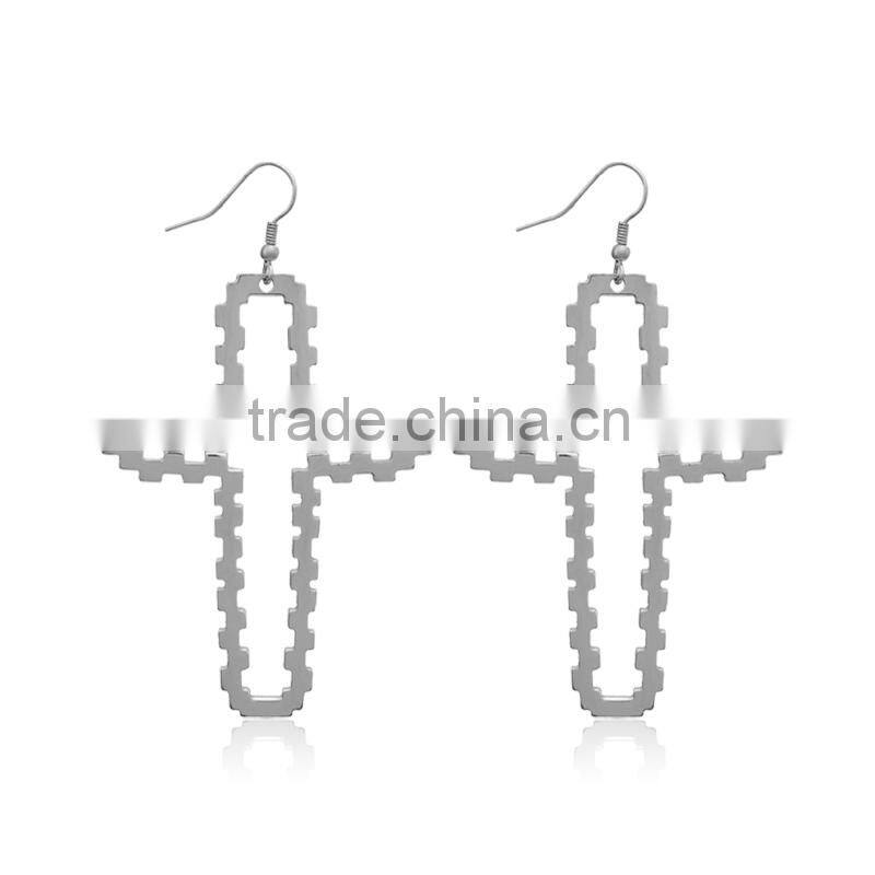 Pretty Steps china jewelry stainless steel a hoop cross earring