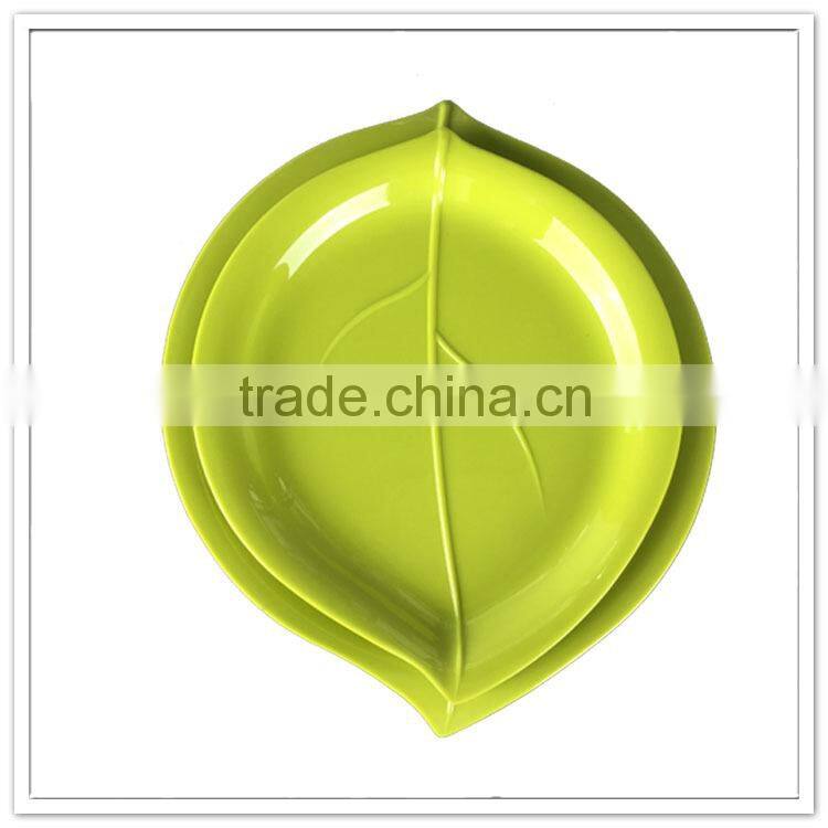 Baby safety OEM & ODM welcomed free sample solid color wholesale leaf shape plate
