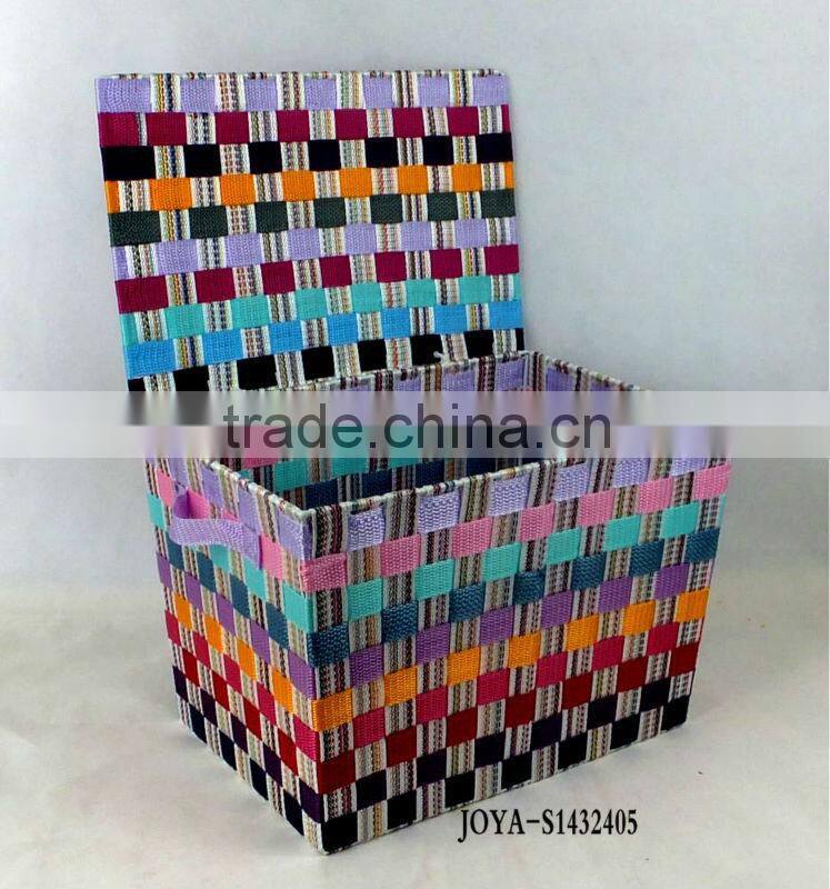 3pcs/set handmade colour nylon storage basket with lid