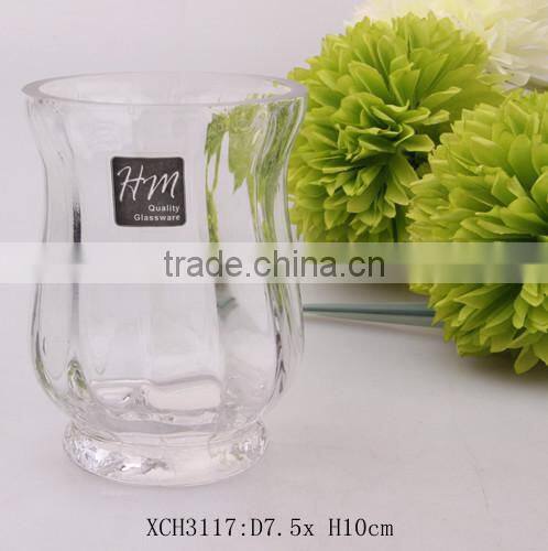 high clear round blown glass vase