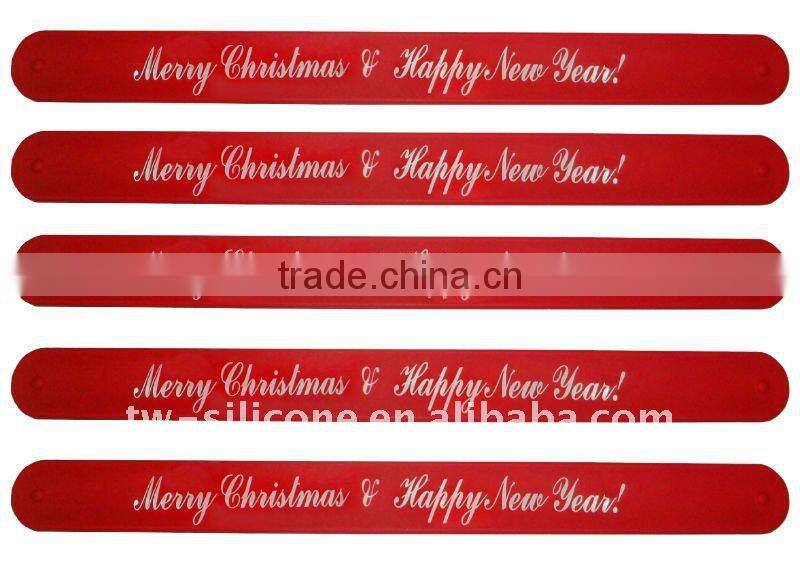 Bright color silicone reflective slap bracelets