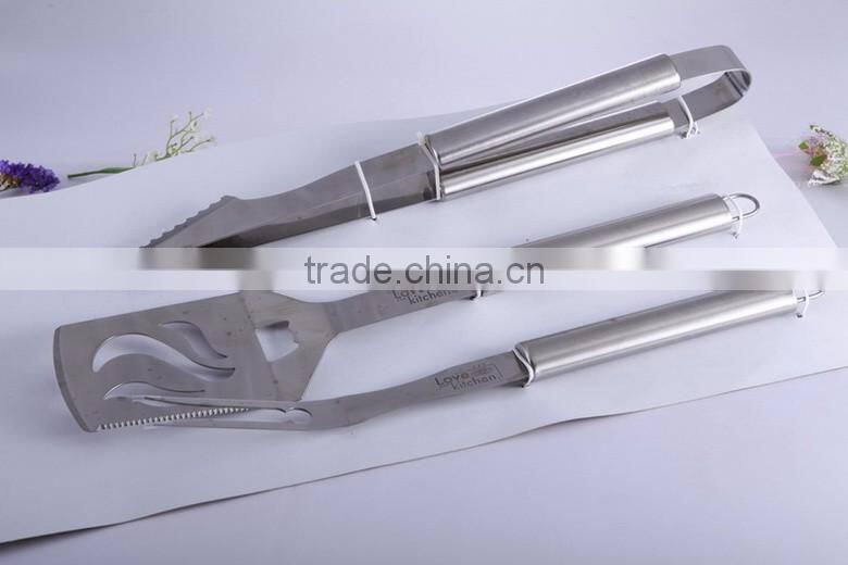 3 Piece BBQ Tools Set - Heavy Duty Professional Grade 3 Pc Barbecue Tool Set Including Grilling Spatula, Tongs, and Fork