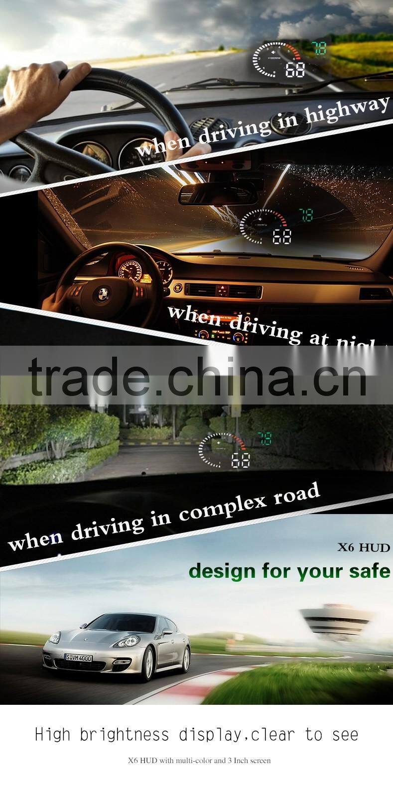 3 Inch X6 GPS car hud OBD2 head up display system