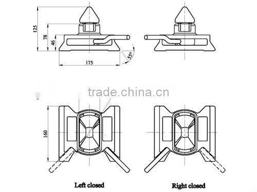 Hot dip galvanized casting steel marine dovetail twistlock 55 degree
