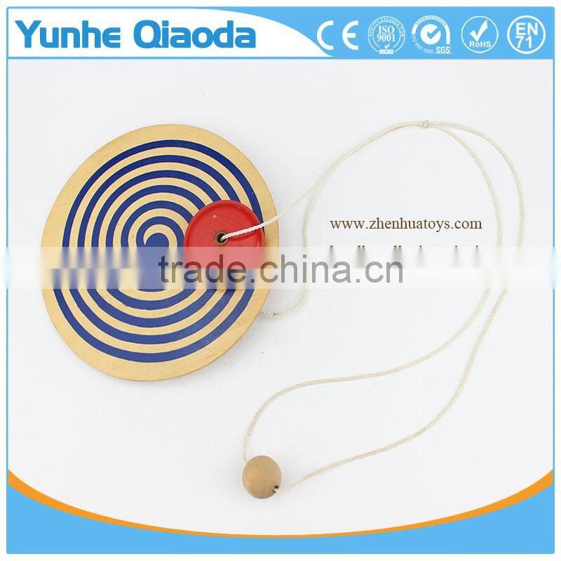 wooden kid toy handle pull wire spining top special gift toys