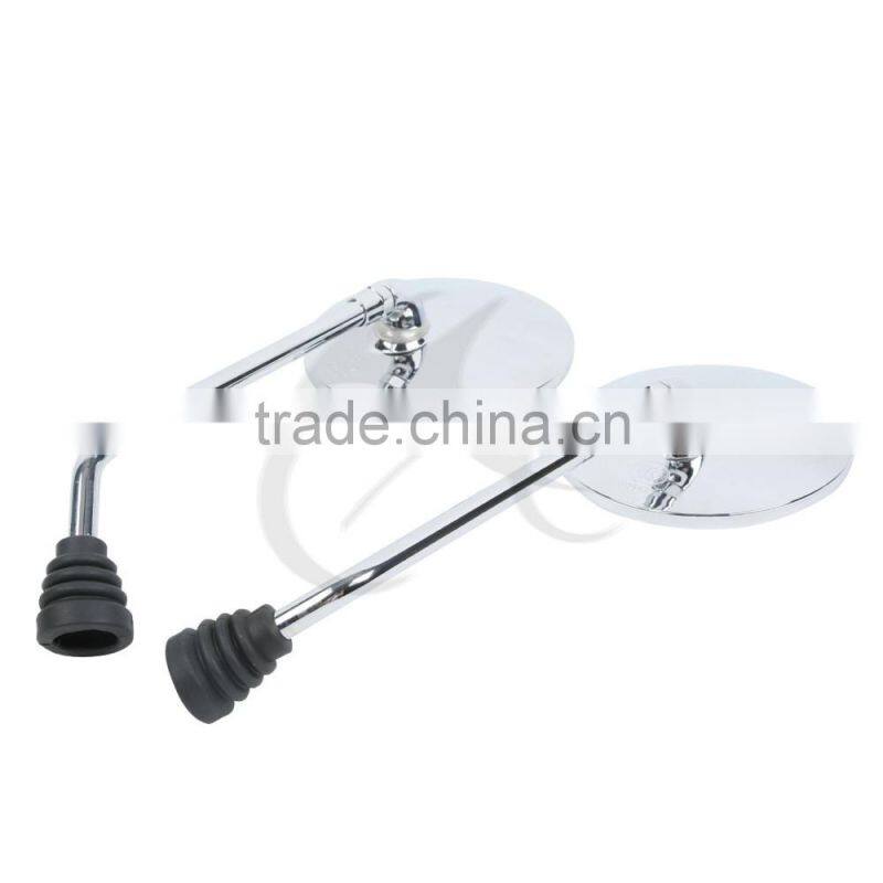 Motorcycle Universal 8mm Round Chrome Left Right Pair Rear View Mirror For Honda