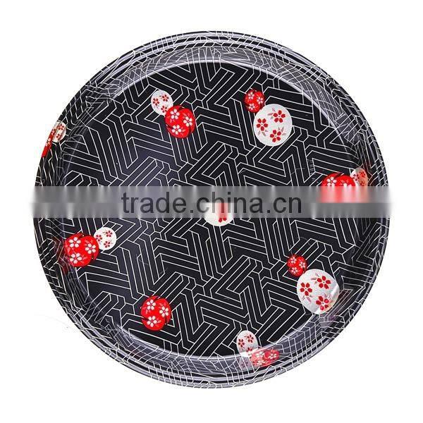 Japanese Round Big Disposable Plastic Sushi Tray with Lid