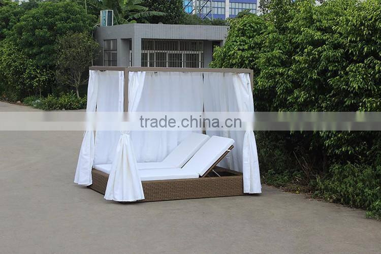 Wicker Furniture Quadrate Double Fabric Sun Loungers