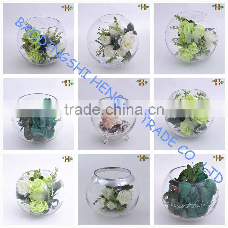 Mouth Blown Flower Shaped White Glass Vases