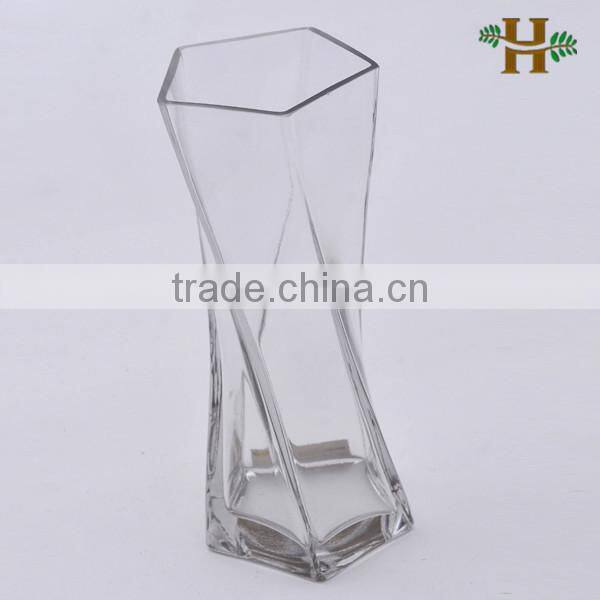 The special designed glass vase,wholesale clear glass vase