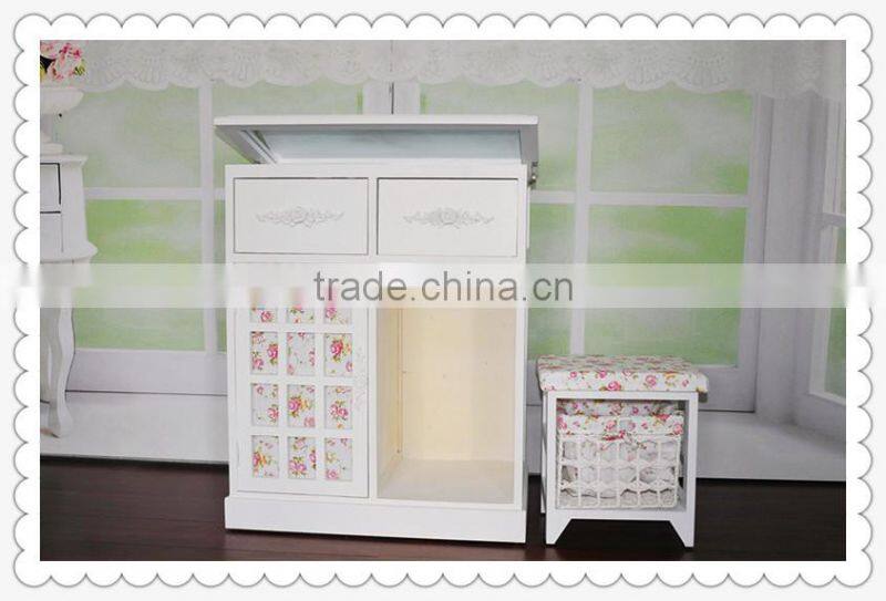 Unique new design decorative antique unfinished wooden cabinet with basket drawers