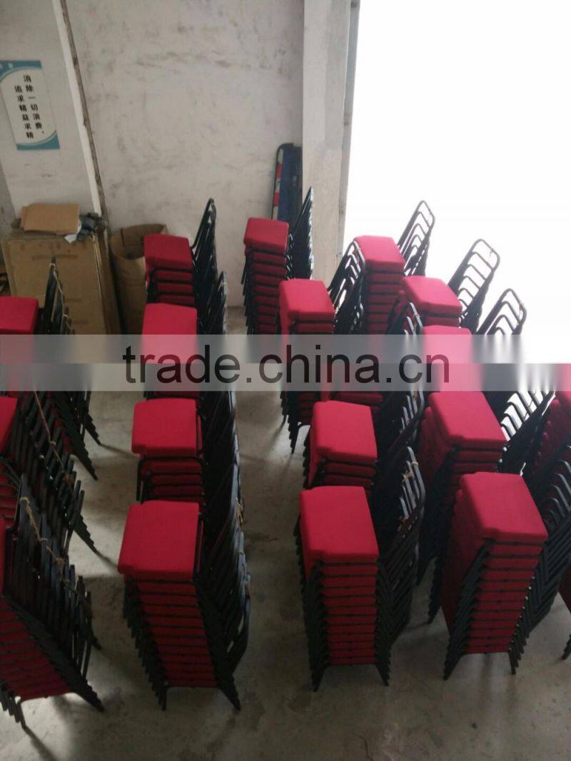 Mould cushion red fabric church chair with bookshelf