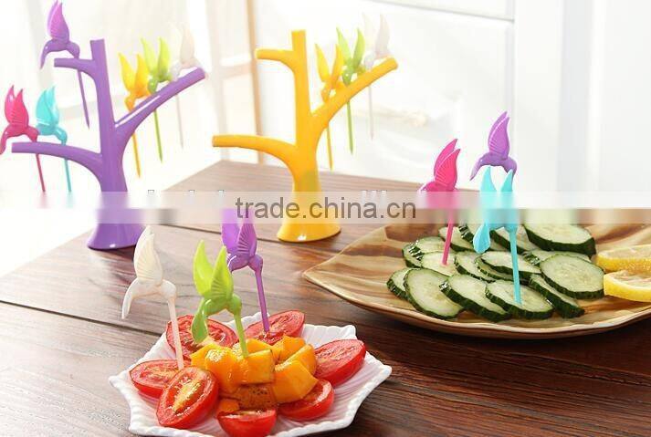 CY119 Plastic Creative Fruit Fork Bird Tree Decorative Household Daily Necessities Dessert Forks