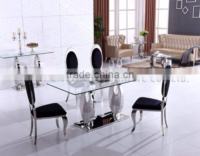 Industrial Tempered Glass Console Table with Metal