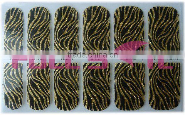 Top selling korean newest fashion broken glass 3D mirror shell paper DIY finger nail art laser glitter foil stickers/wraps