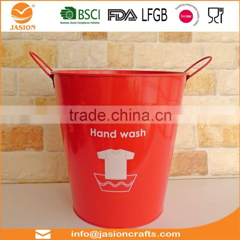 Galvanised Steel Serving Bucket Red 9L - ASH Bucket for Cutlery, Condiments or Serving Food